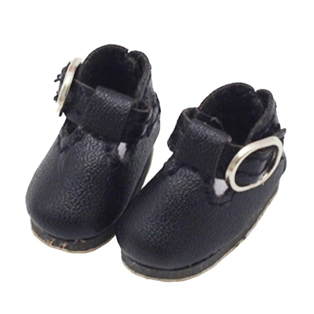8 Points PU Leather T-shaped Button Leather Shoes 2.8cm * 1.2cm BJD Shoes Fashion Design Mini Size Sandals Play House