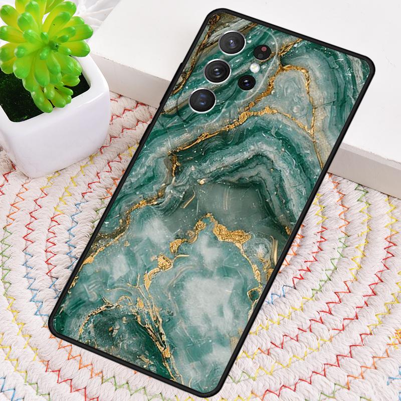 Gold Indigo Faux-Malachit Silikon Handyhülle Für Samsung Galaxy note 10 pro S26 S25 S24 S23 S22 S21 Plus S25Ultra Capa Cover