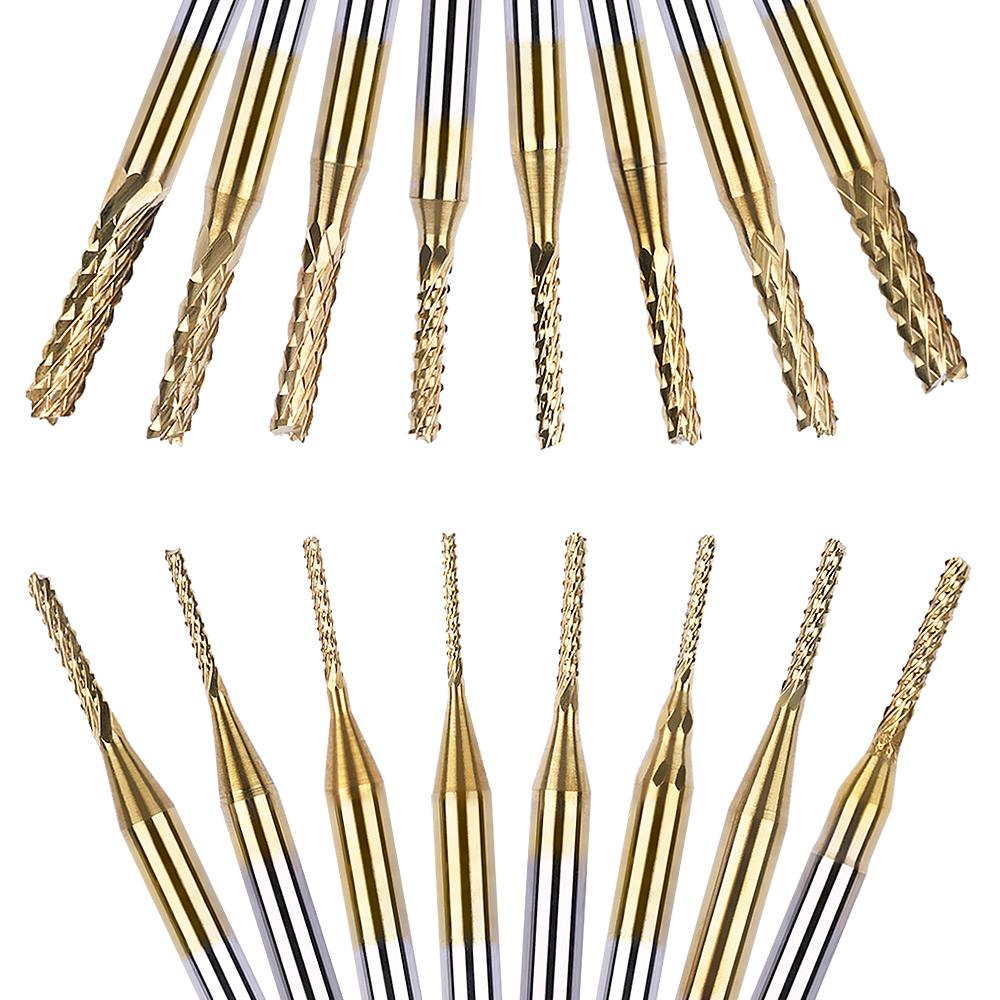 0,8 mm - 3,175 mm Karbidový fréz s titánovým povlakom Hrotový frézovací bit CNC Router Vŕtacie bity Koncový fréz pre PCB stroj Micro