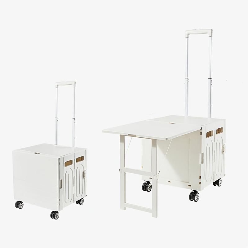 Outdoor Camping Versatile Folding Shopping Cart with Lid Table Durable PP Material Wheels for Easy Mobility Grocery Storage Box