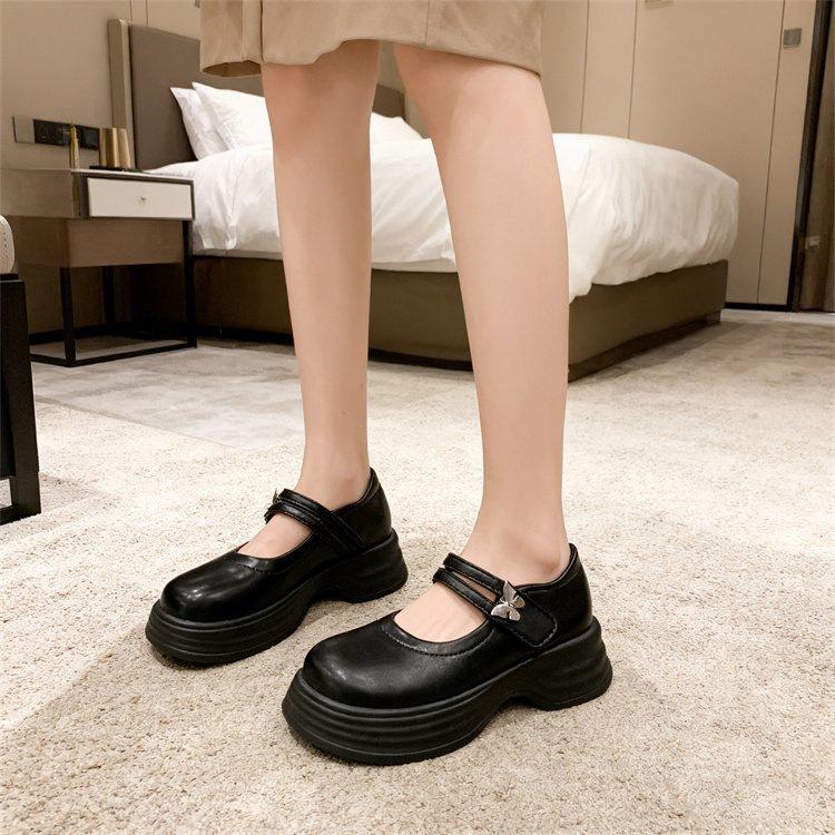 Retro Thick-soled Mary Jane Small Leather Shoes for Women 2025 Autumn New British Style Shallow Mouth Versatile Fairy Style Leather Shoes