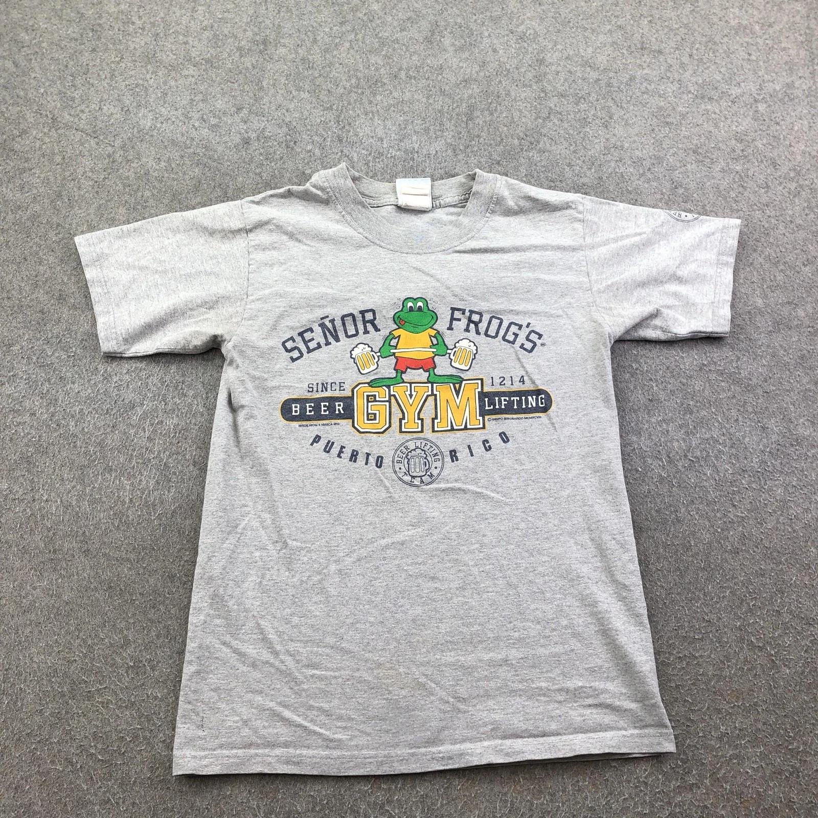 Vintage Señor Frog s Shirt Mens Medium Gray Beer Gym Lifting Puerto Rico Graphic S