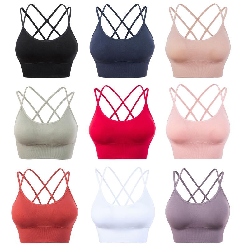 Frauen Dünne Cross Strap Sport-Bh Push-Up Schönheit Zurück Gepolsterte Büstenhalter Weibliche Atmungsaktive Fitness Unterwäsche