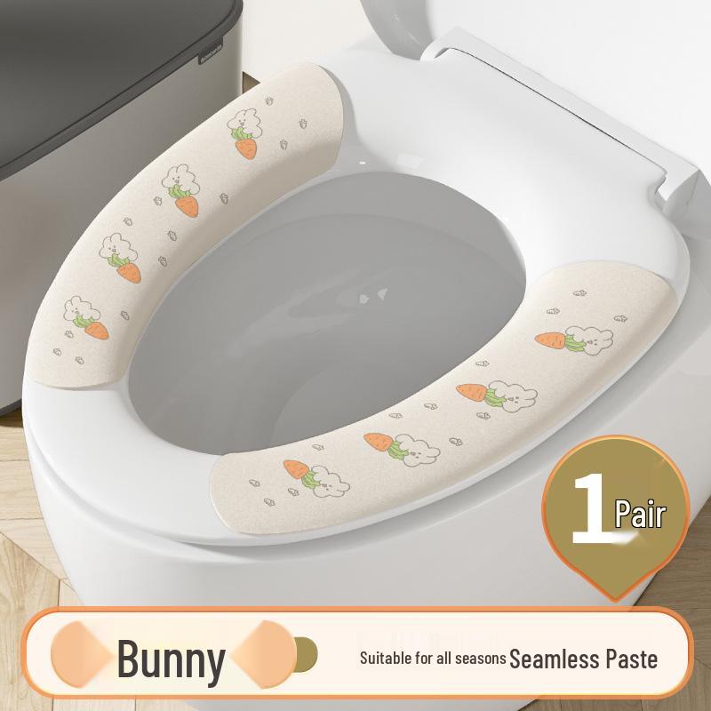 Cute Cartoon Washable Flannel Toilet Seat Pad with Adhesive and Electrostatic Adsorption