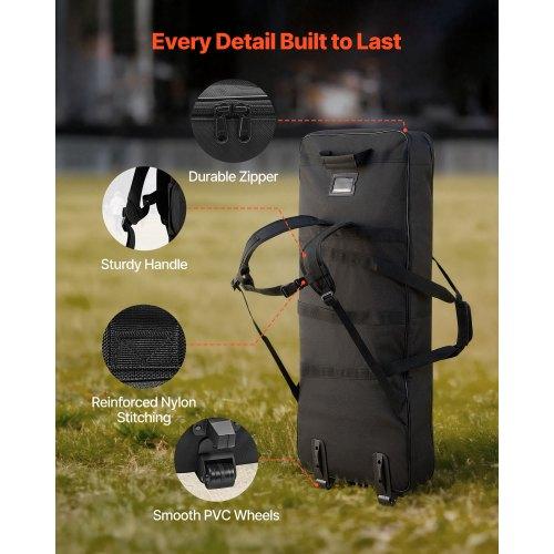 VEVOR 88 Key Keyboard Case, 1040 X 430 X 130 Mm Interior, Padded Rolling Piano Case with Wheels, Sturdy Handle, 3-Pocket Storage