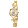 New Small Gold Watch with Diamond Inlaid Bracelet Watch, Women's Compact Round Quartz Watch