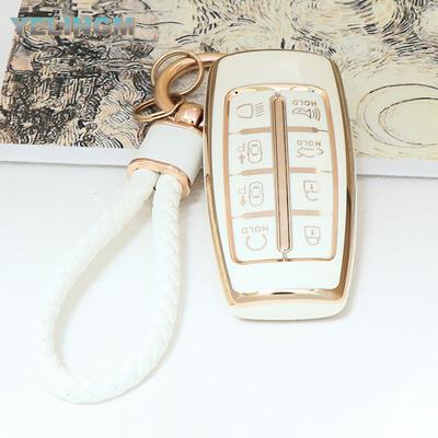 TPU 8 Buttons Car Key Cover Case For Hyundai Genesis G80 GV70 GV80 2019 2020 2021 2022 Remote Key Holder Auto Accessories