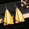 Elegant Double-layer Long Triangle Leather Tassel Earrings with Alloy Hooks