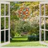 Vibrant 2D Metal Wind Chime for Outdoor Garden Decor Durable Anodized Windmill with Colorful Ribbons West Siberian Mandala Design