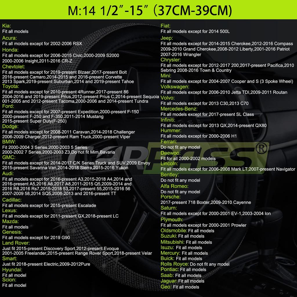 CAR PASS Krásný univerzální volant s kamínky z kůže, vhodný pro designový kryt, auto, SUV, sedan, nákladní automobil, protiskluzový (stříbrný)