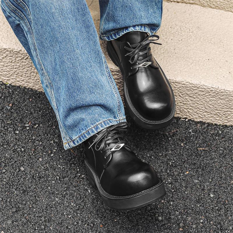 Derby shoes platform round head comfortable big head men's shoes locomotive shoes nightclub handsome hairdresser men's shoes 57322-J