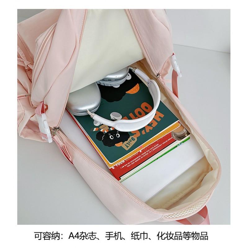 Japanese Style Light Solid Color Backpack Outdoor Travel Large-capacity Casual All-matching College Student Commuting Schoolbag