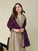 Beige-Gold Silk Anarkali Kurta Pant Set with Contrast Wine Purple Dupatta