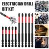 4/10Pcs Electricians Impact Screwdriver Bit Set 65mm 110mm Slotted Heads 1/4 Inch Hex Shank CNC Machined Metal Cross-Slot Screw Driver Drill Bits Kit