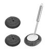 Ergonomic Stainless Steel Wool Scrubber with Long Handle and Replaceable Heads for Deep Cleaning Dishes Pots Pans Grills