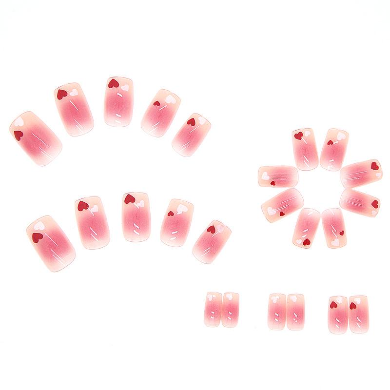 24 Pcs High-end Finished Products Can Be Manicure Patch Wearable Nail Sticker Ballet Nail Pink Ice Through Love Gradual Change