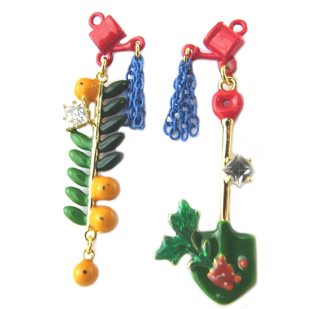 Les Trésors De Lily [P2040] - Handgefertigte Ohrringe 'Wonderful World' (Gemüsegarten des Glücks) mehrfarbiges Gold - 50x15 mm