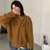 2024 Women's Korean Style Long Sleeve Scarf Collar Knit Sweater