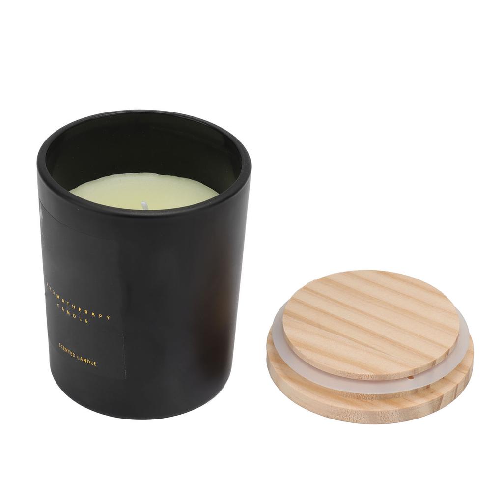 Duftkerze, angenehmer Duft, rauchfrei, mattierte Tasse, Duftkerze mit Holzabdeckung für