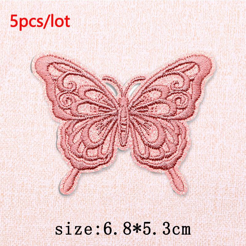 5Pcs/Lot Glitter Butterfly Bow Iron on Patches - Embroidered Patches on Clothes Bags Hats Jackets Decor