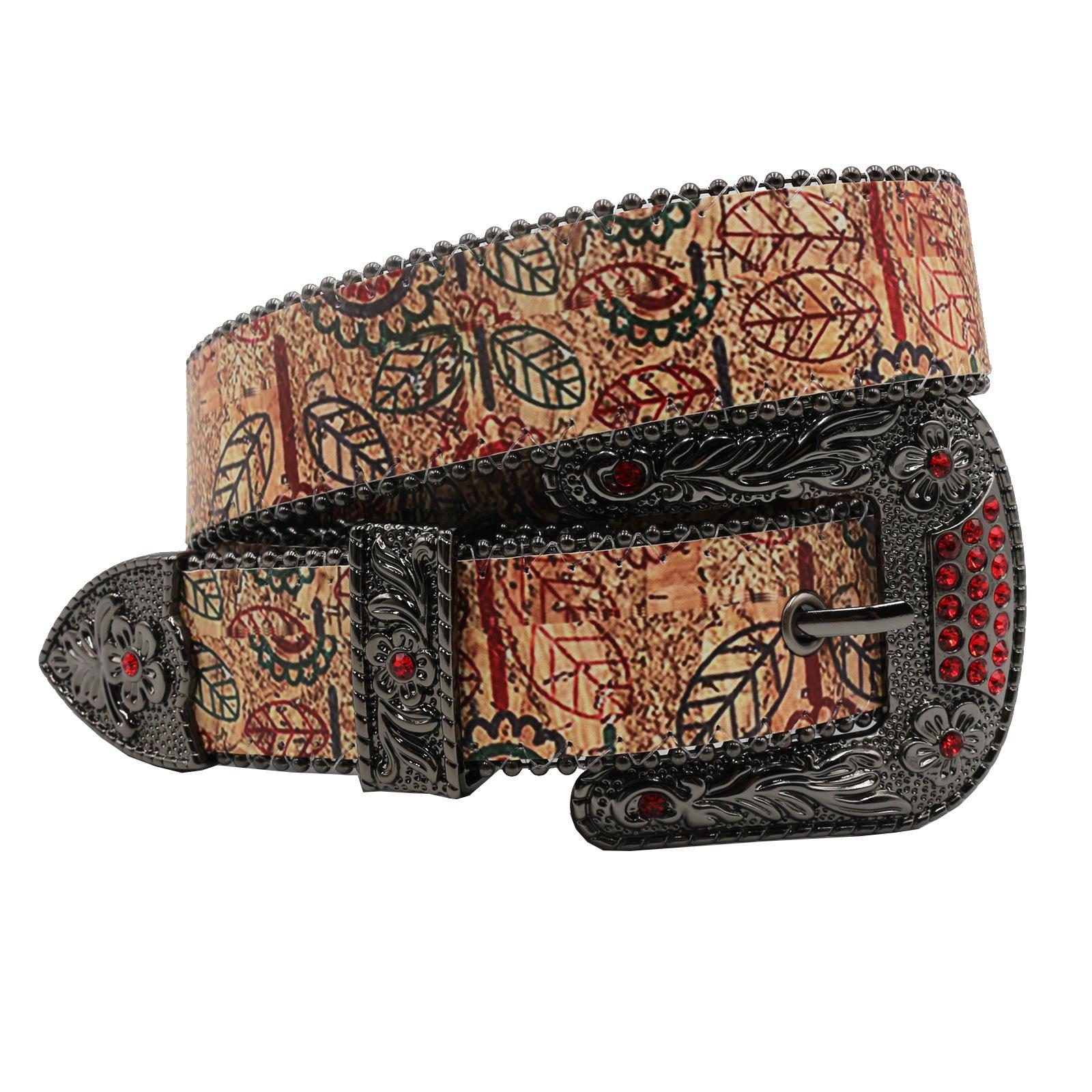 

Оригинальный окрашенный дизайн со стразами, ремень Y2K, популярный европейский и американский ремень из искусственной кожи 125cm красный