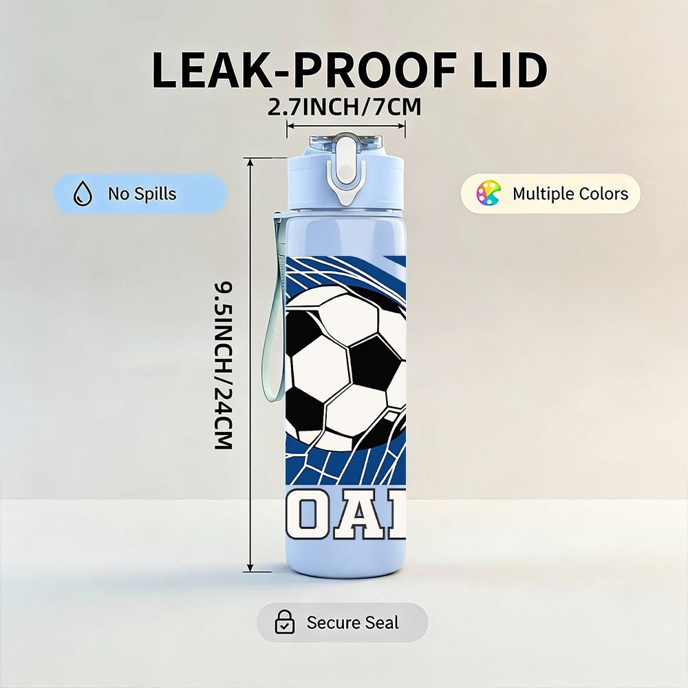 1PC Soccer Goal Football 750ml Color Plastic Sports Water Bottle Leakproof Flip Straw Lid Suitable for Sports Office Home Use
