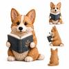 Dog Reading Book Statue Decorative Figurine for Bookshelf Desk Home Decor