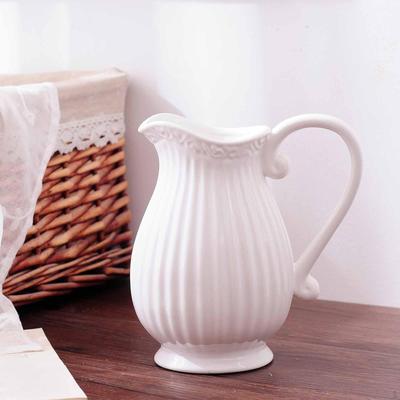 Ceramic Pitcher Vase Plant Pot Farmhouse with Handle Indoor Decorative Jug Flower Holder for