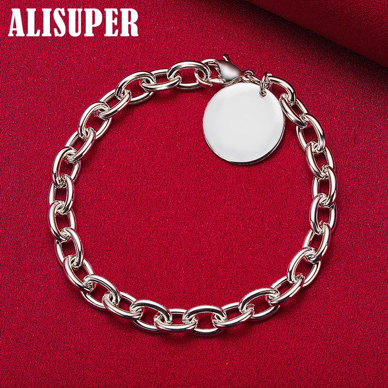 925 Sterling Silber Kreis/Runde Tag Armband Schmuck