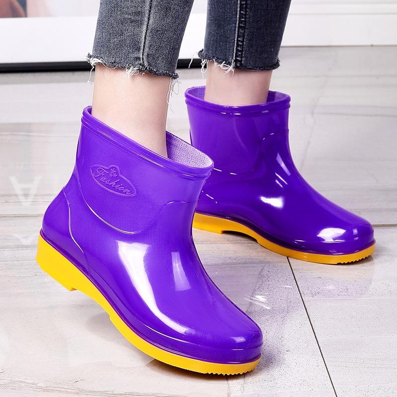 Summer short rain shoes blue water shoes kitchen worker shoes canteen mother red cleaning non-slip rubber shoes short rain boots women
