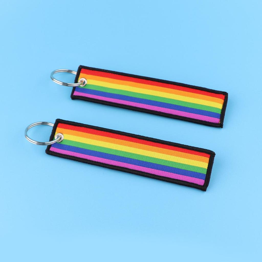Rainbow Woven Label Keychain and ID Card Lanyard