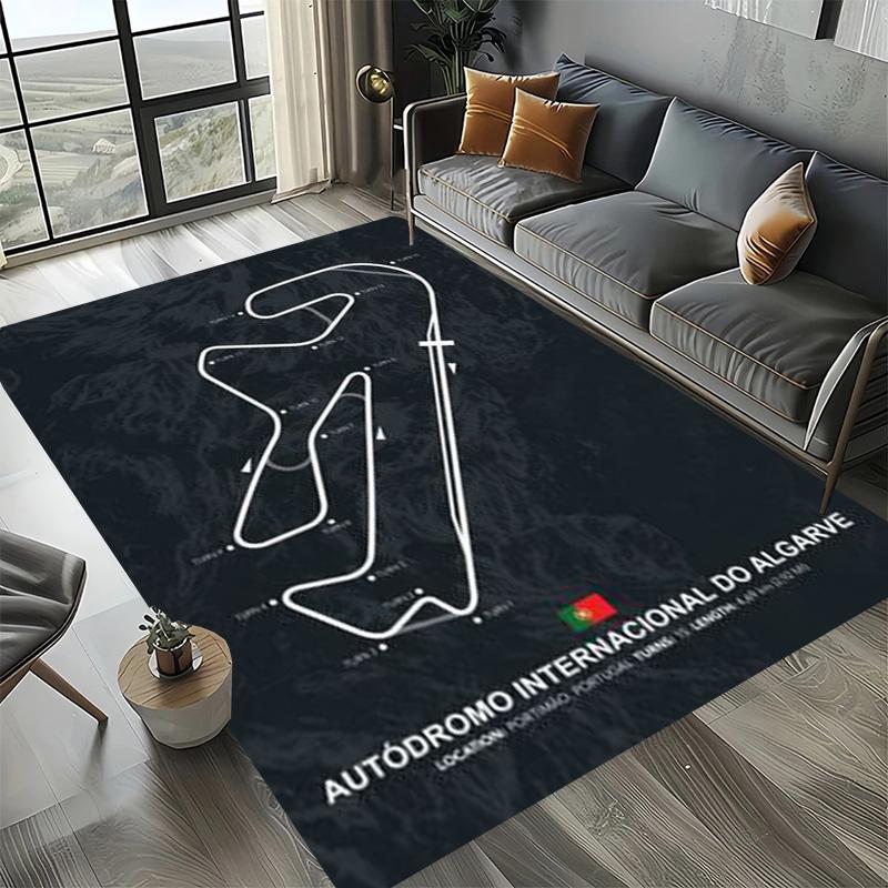 Alfombra Decorativa Tema Automovilismo Fórmula 1 Alfombra Amante de las Carreras Alfombra de Cuatro Estaciones Impresa con Circuito F1 Imola Monaco para Habitación Sofá
