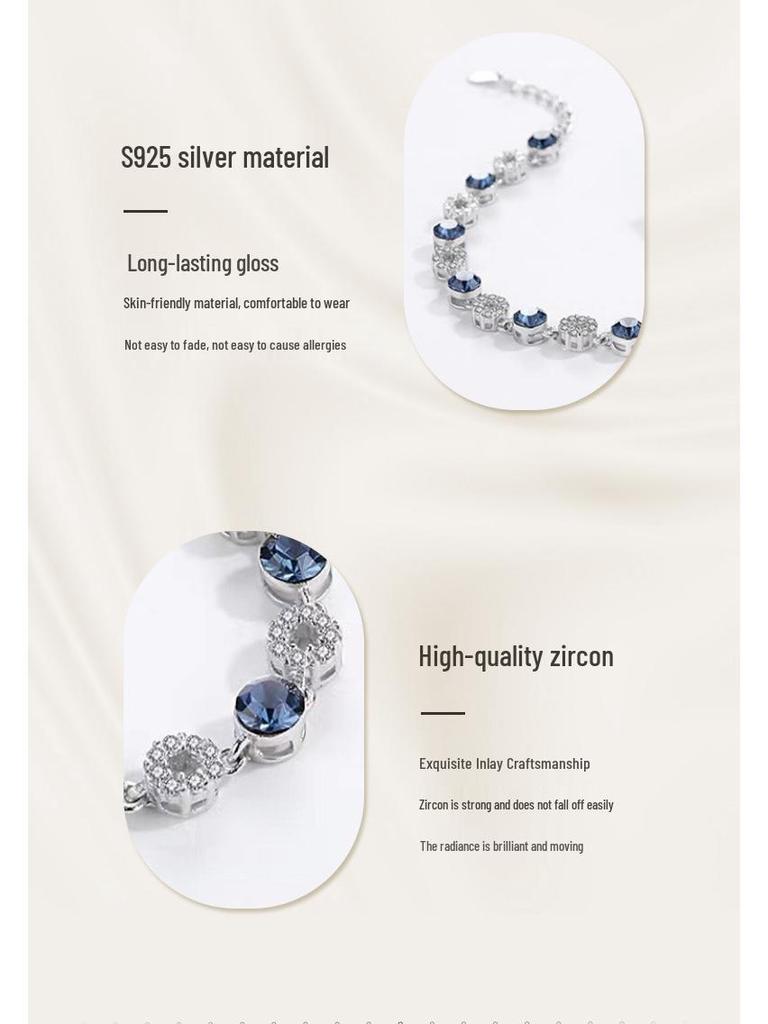 Ferris Wheel S925 Sterling Silver Ocean Heart Bracelet - Women's Luxurious and Versatile High-End Jewelry Design