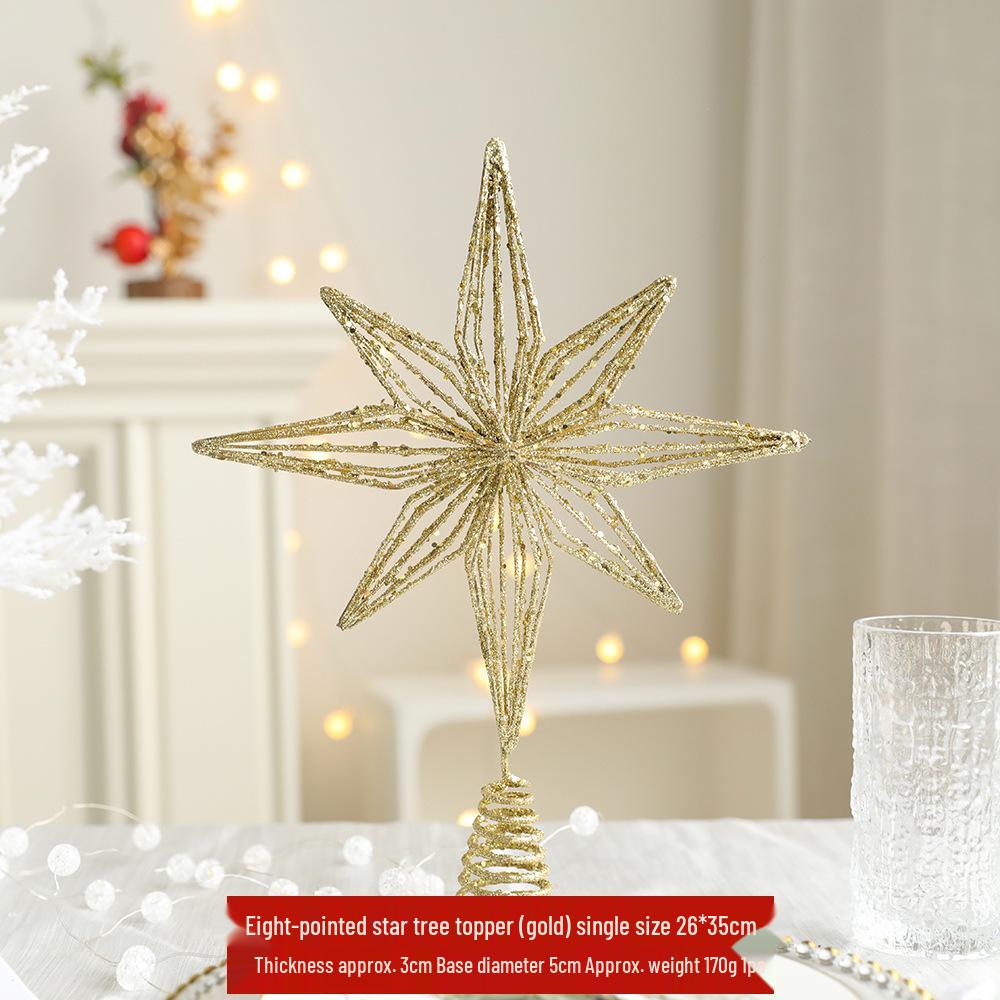Luminous Wrought Iron Seven-Pointed Star LED Christmas Tree Topper