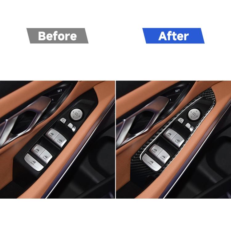 4 in 1 Car Carbon Fiber Window Glass Lift Decorative Sticker for BMW 3 Series G20/G28/325Li/330d/335 2019-2020, Left and Right Drive Universal