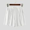 INCERUN Men Drawstring Elastic Waist Side Zip-up Casual Rib Shorts Pants Home Wear