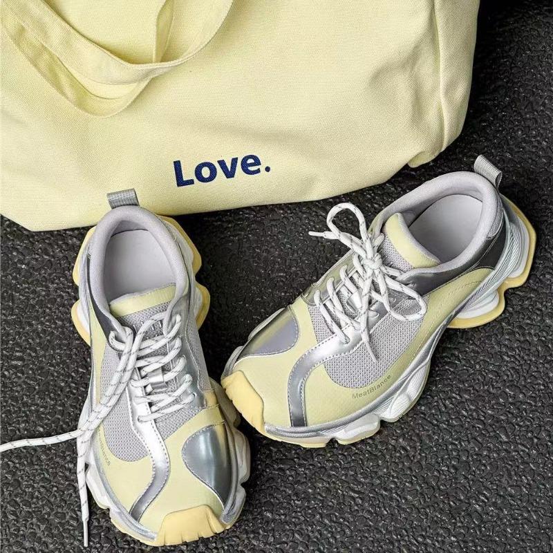 

Thick-soled dad shoes women s new versatile height-increasing mesh breathable sports shoes lightweight soft-soled ultra-light casual shoes 35 жёлтый