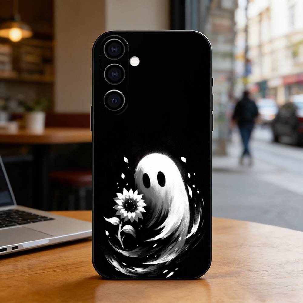 Stardust Ghost Phone Case Black Silicone Soft For Samsung Galaxy A73,A72,A71,A70,A53,A52,A51