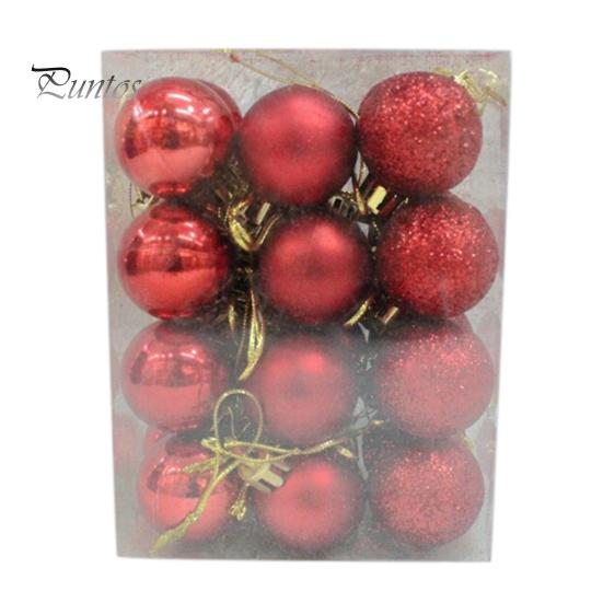 Puntos 24st 3cm Plast Julgranskulor Kulor Hem Party Hängande prydnader