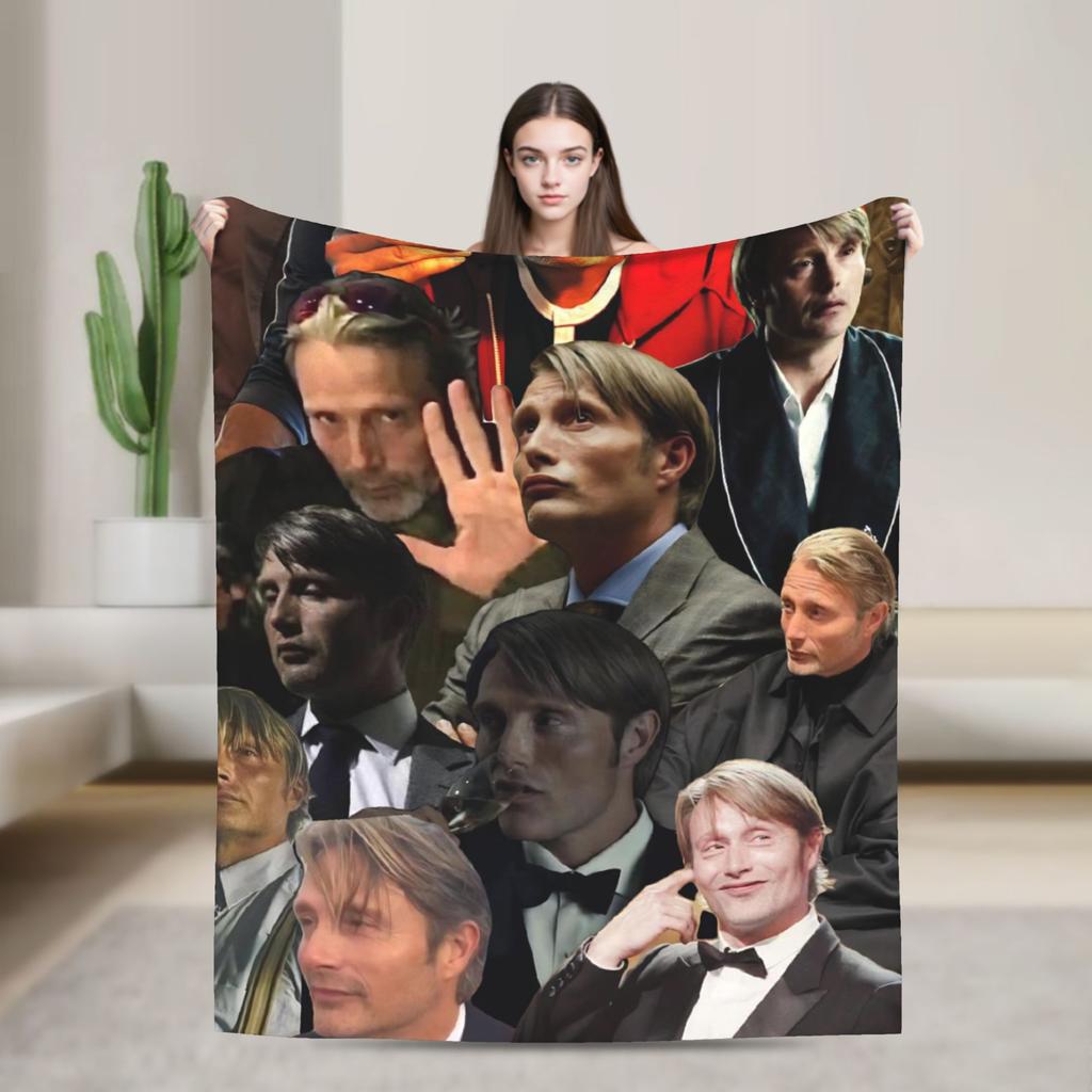 Mads Mikkelsen Super Warm Blanket Camping Plush Bedding Throws Street Trend Home Decor Flannel Bedspread Sofa Bed Cover