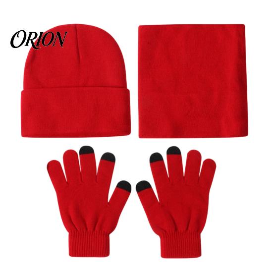 Thermal Cold Weather Accessories Winter Warm Three-piece Set, Knitted Hat, Scarf And Touch Screen Head Neck Hand Protection Gloves Essentials,