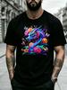 Fantasy Art Style Unisexs Tshirt Colorful Dragon With Flowers And Butterflies Summer Casual Wear Gift For Dragon Lovers And Fantasy Fans