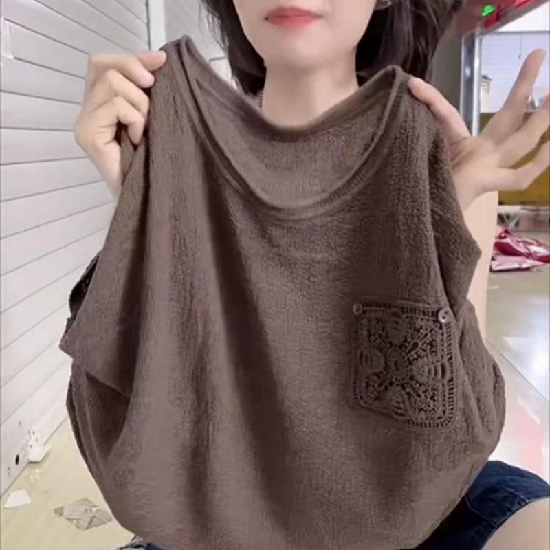 

Spring/Summer Women s Knitted T-shirt Large Casual Loose Knitted Shirt Pullover Short Sleeve Top 3XL темно-коричневого кольору