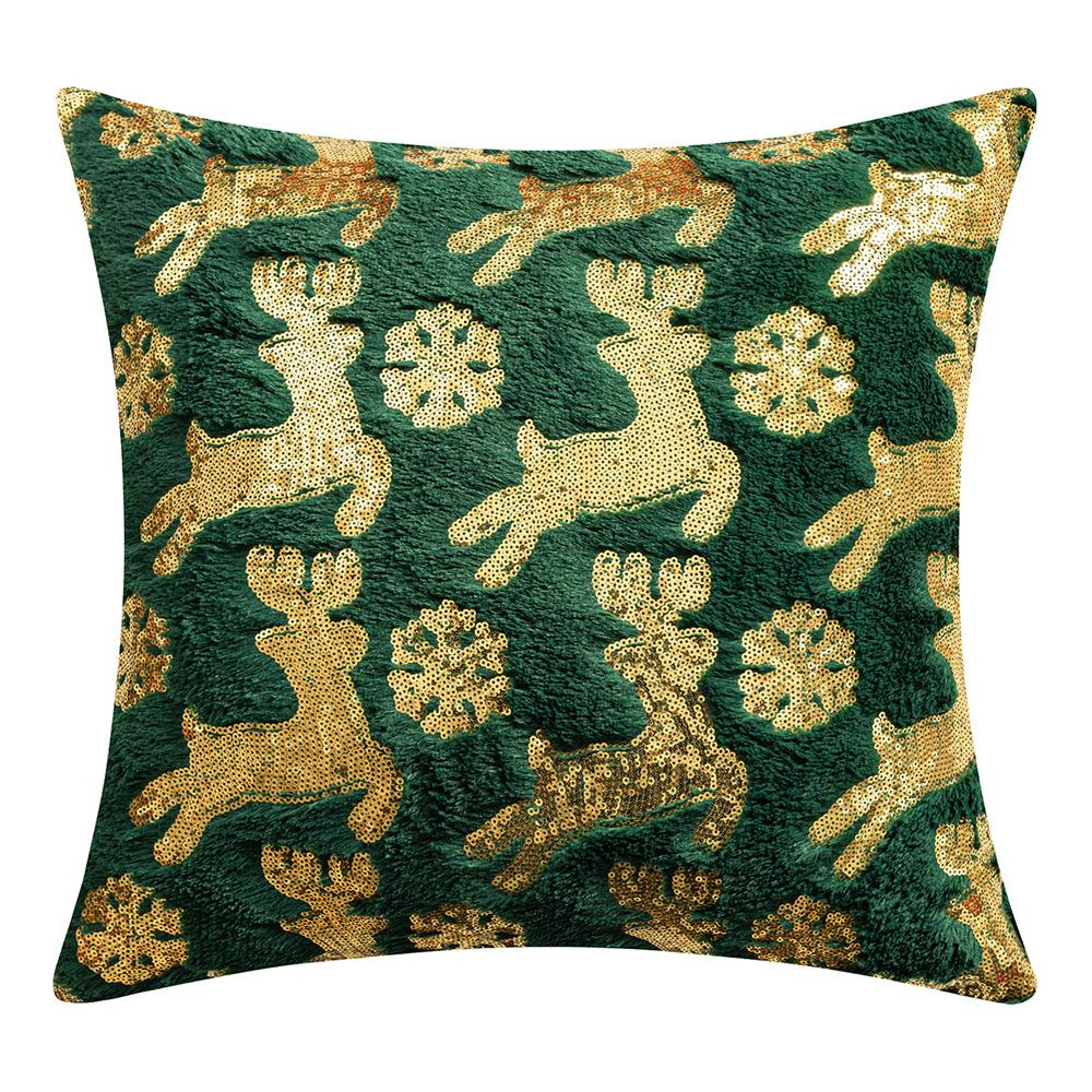 New Sequin Christmas Pillow American Holiday Plush Sofa Pillow Cushion Cover Sequin Embroidered Pillow Cover Aa