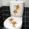Kreativer Lichtluxus Goldene Blume Wasserdichter Toilettenaufkleber Badezimmer Wand Hintergrund Aufkleber Heimdekoration Selbstklebender Aufkleber