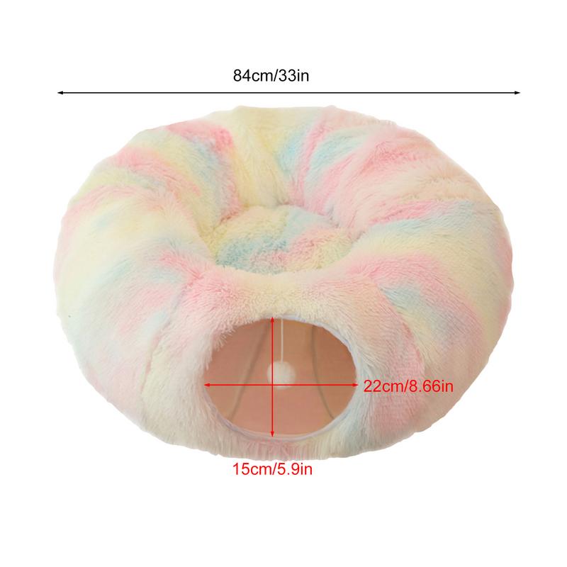 Foldable Cat Caves Donut Cat Cave Plush Tunnel Cat Beds Soft Washable Cat Couch Warm Detachable Pet Supplies For Kitten & Large