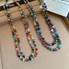 Retro Ethnic Style Colored Glass Beaded Stacked Necklace Accessories Women's Sweater Chain Accessories
