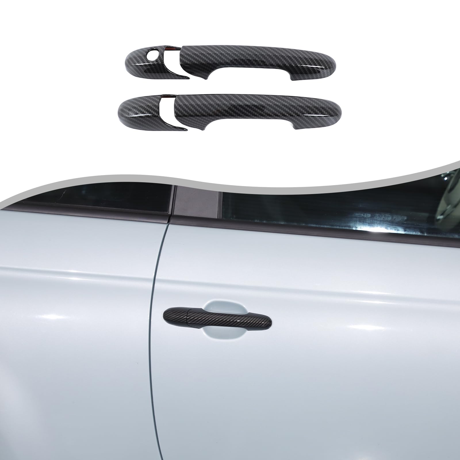 

Hcilloend Door Handle Covers for New Fiat 500 Outer Door Knob Adhesive Easy Custom Set Fiber (2007-2025), Handles, ABS, Type, Installation,
