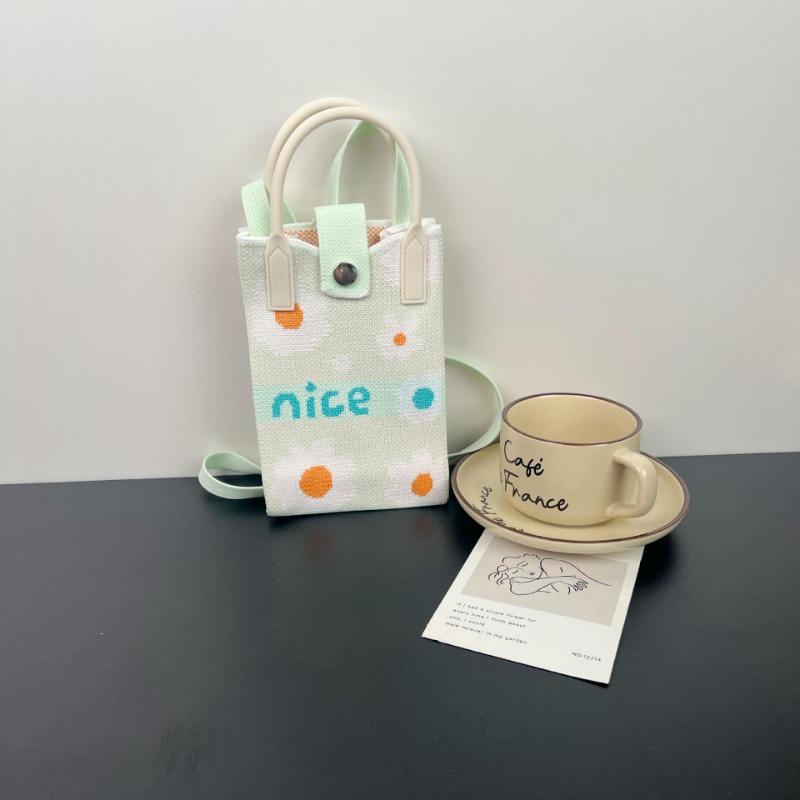 Mobile phone bag flower knitted bag niche versatile shoulder messenger bag trendy tote bag flower knitting