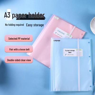 Student A3 Test Paper Clip - Back To School Stationery - Thickened, Colored PP Report Photo Album - Data Book Storage Folder